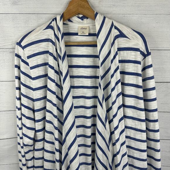 Soma Womens size XXL Slub Terry Open Front Zen Striped Waterfall Cardigan - Picture 4 of 9